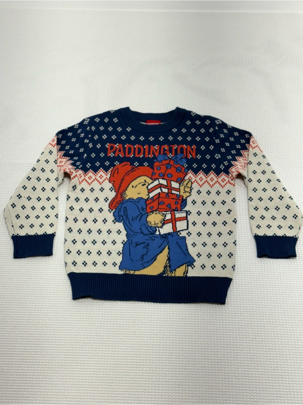 Paddington Christmas Sweater 4T Navy Cream Fair Isle Toddler Bear NWOT Kids Gift